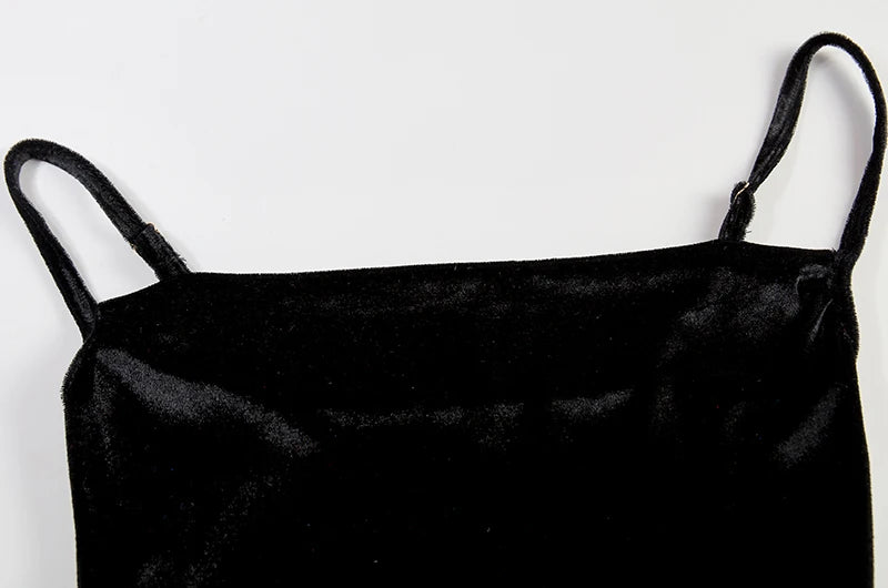 Robe Maxi Velours Sans Manches Fente Sexy - Style Y2K Élégant Soirée & Streetwear Femme