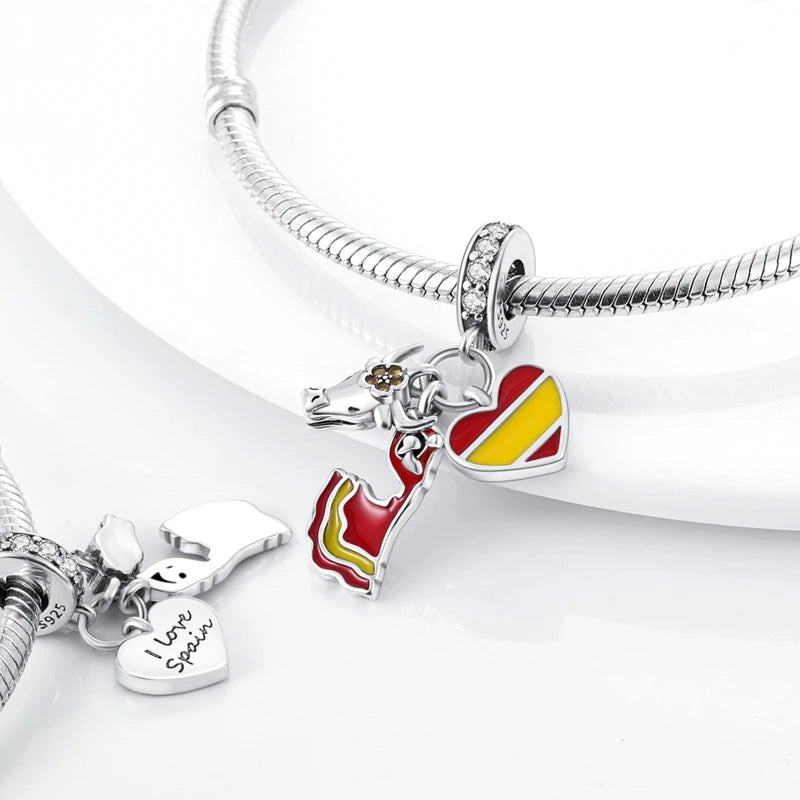 Charm Perle Argent 925 DIY — Avion Tour Appareil Photo Bracelet Collier Femme