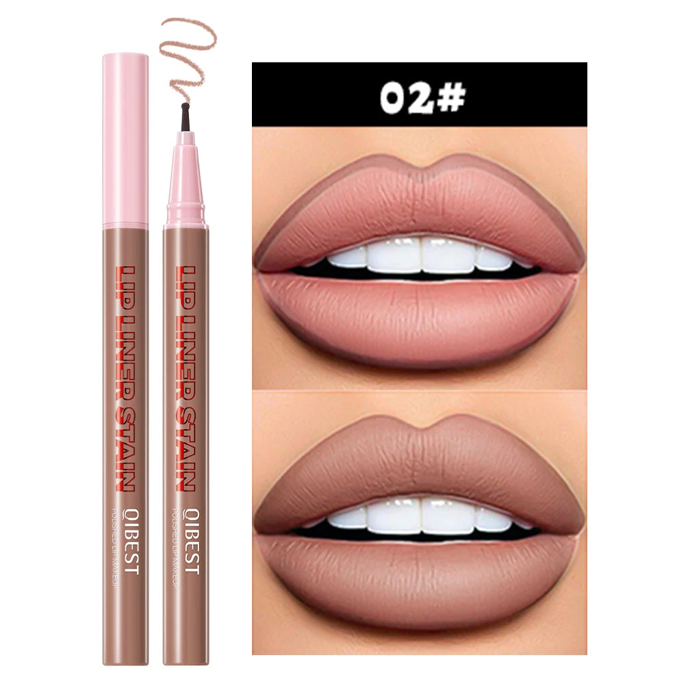 Lip Liner Liquide Mat Waterproof – Applicateur Sponge Tip Teinture | Contour Lèvres Longue Tenue