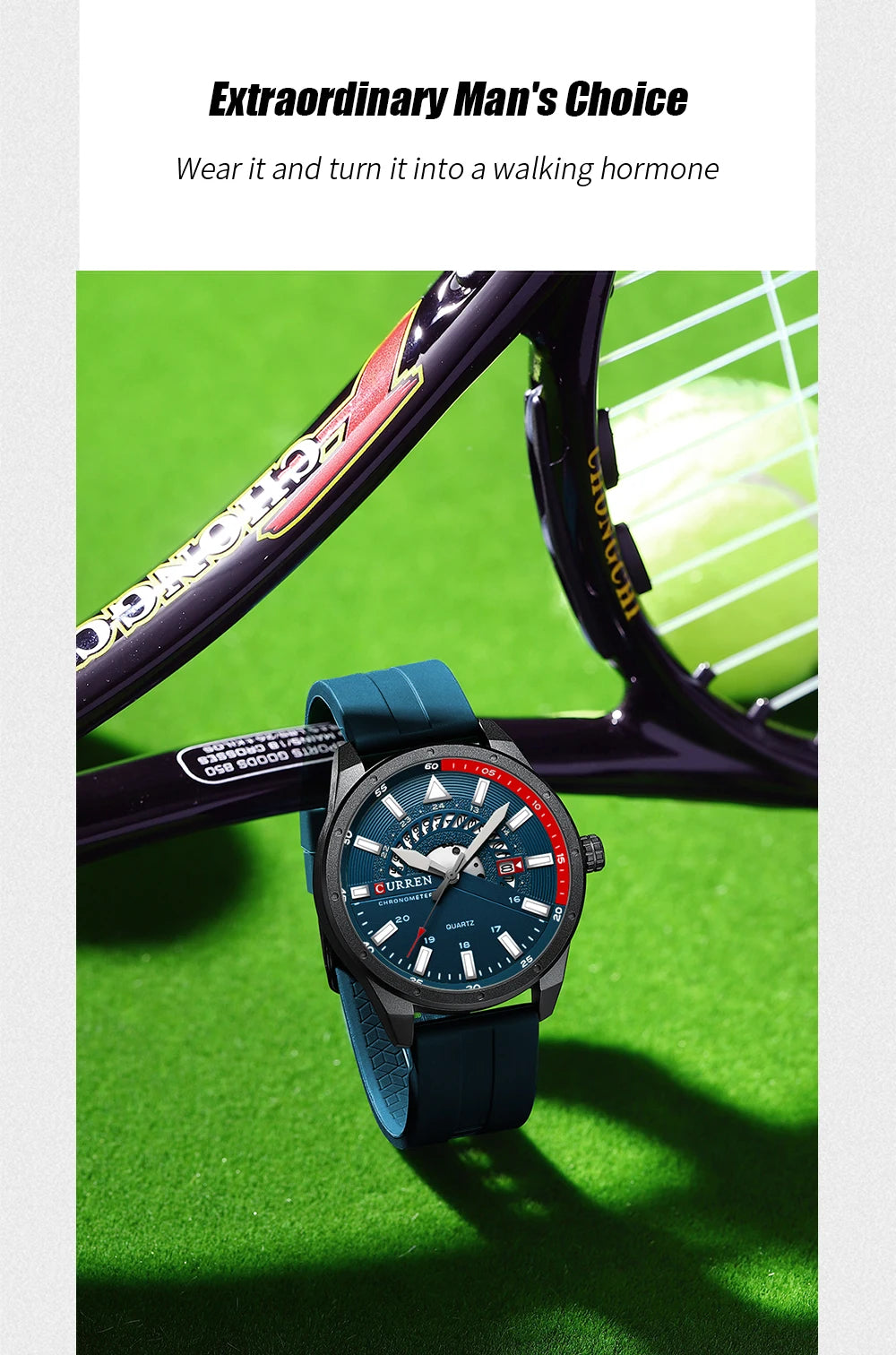Montre Homme CURREN 8421 Quartz Fashion Calendrier Étanche Bracelet Silicone Sport Casual Business Élégante | Montre CURREN 8421 Quartz Sport Premium