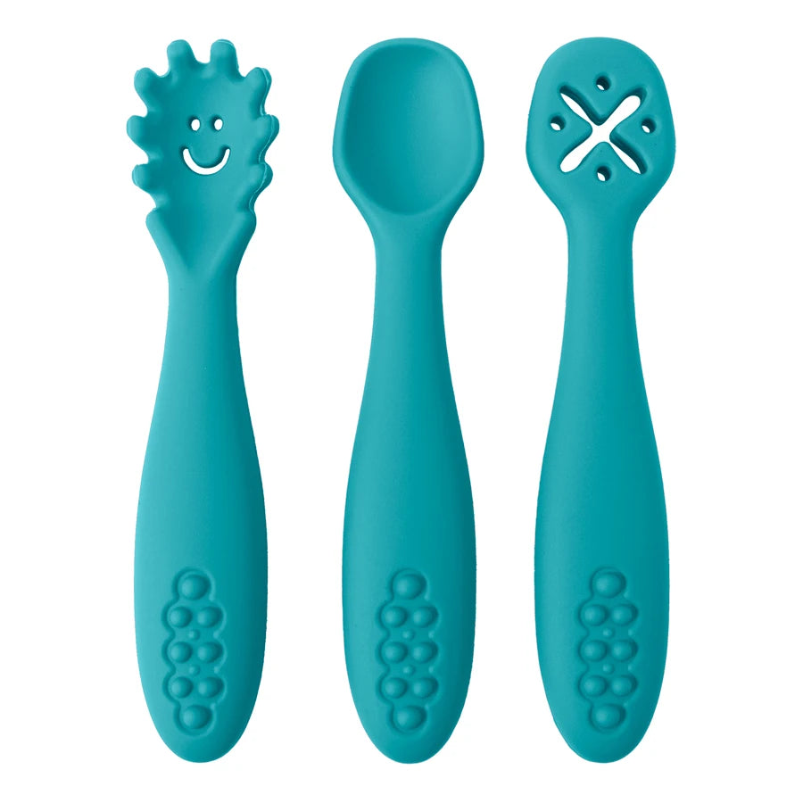 3-teiliges Baby-Lernlöffel-Set – Ergonomisches Besteck für Kleinkinder