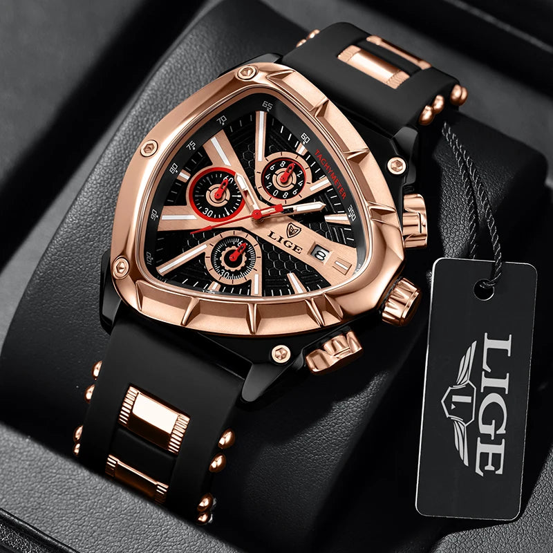 Herrenuhr LIGE Chronograph Militär Sport Armbanduhr Quarz Wasserdicht Luxus Trendig | LIGE Chronograph Militär Premium-Uhr