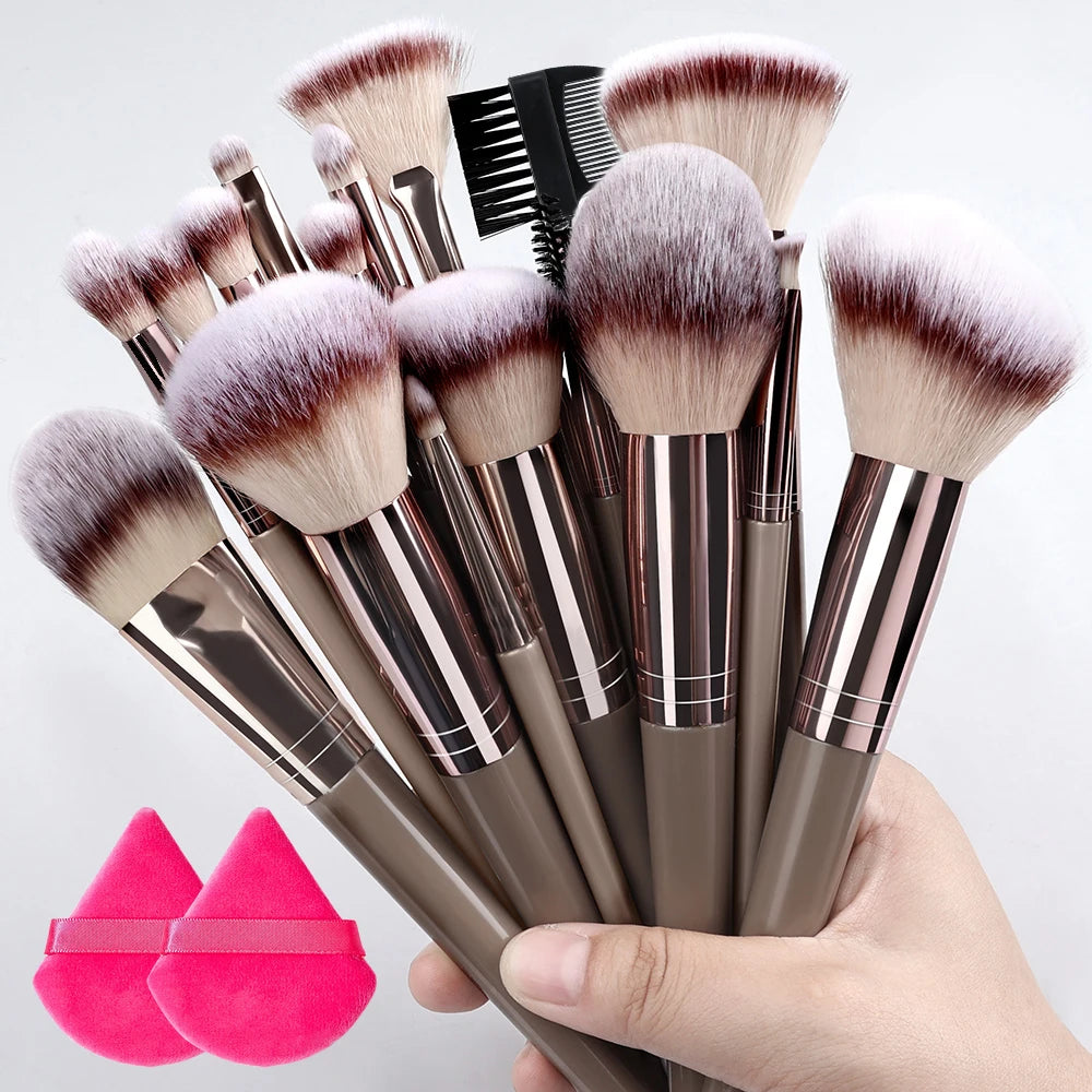 Set Pinceaux Maquillage Fluffy 3 à 20 Pcs – Poudre Libre, Fards & Blush | Brosse Fond de Teint Femme
