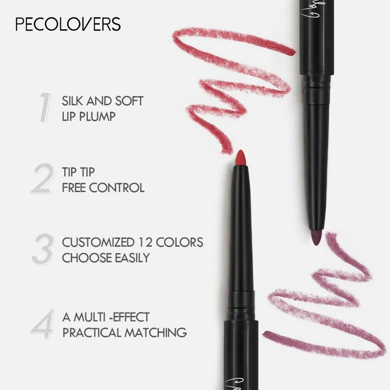 Crayon Lipliner Mat Waterproof – 12 Couleurs Longue Tenue | Contour Lèvres Hydratant