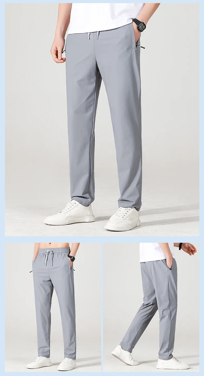 Herren Hose Eisseide Leicht Sommer – Stretch Atmungsaktiv Gerader Schnitt Loose Business Casual & Outdoor | Premium Herrenmode