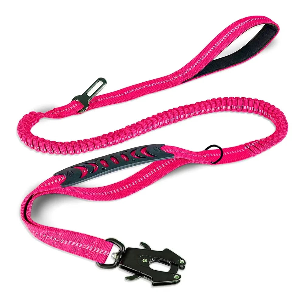 Laisse Chien Grande Race Robuste Anti-Traction Bungee Tactique – 2 Poignées Rembourrées Absorption Chocs | Accessoires Chien