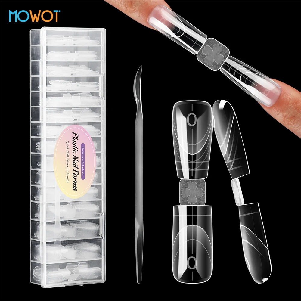 MOWOT Nail Dual Forms 75pcs Coffin Acrylic – Moules Gel Poly 15 Tailles Extension French