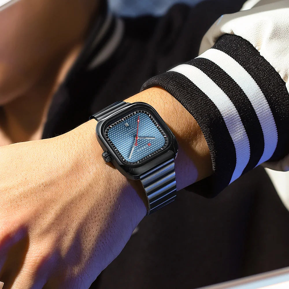 Herrenuhr CURREN Quadrat Business Quarz – Edelstahlarmband Automatische Datumsanzeige