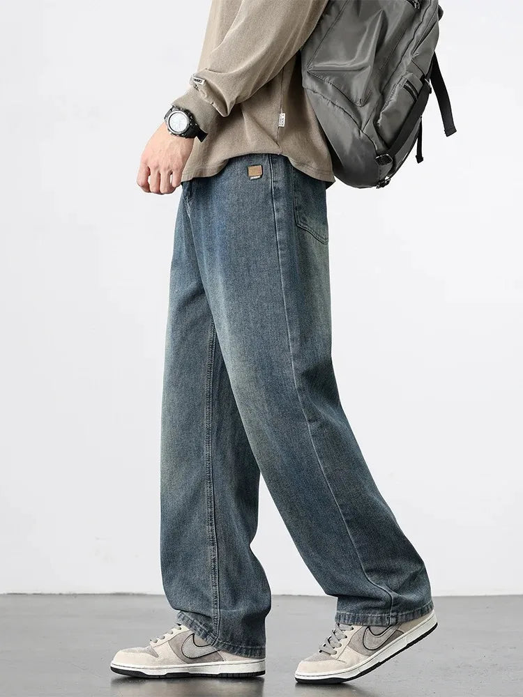 Jean Homme Droit Baggy Large Jambe Retro Américain Streetwear Korean Fashion Loose Denim Casual Printemps Automne Tendance – Jean Premium Wide Leg Urban | Mode Homme Streetwear Premium