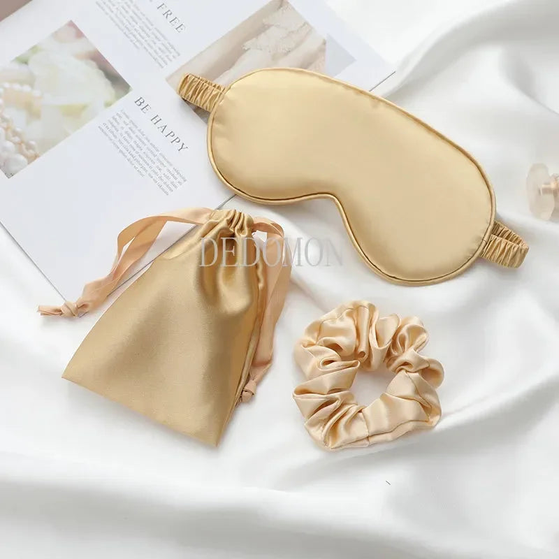 Lot 3 Seiden-Augenmasken für Damen – Seidige Anti-Licht-Schlafmaske | Schlaf, Reise & Erholung | Nachtpflege für Haut & Augen