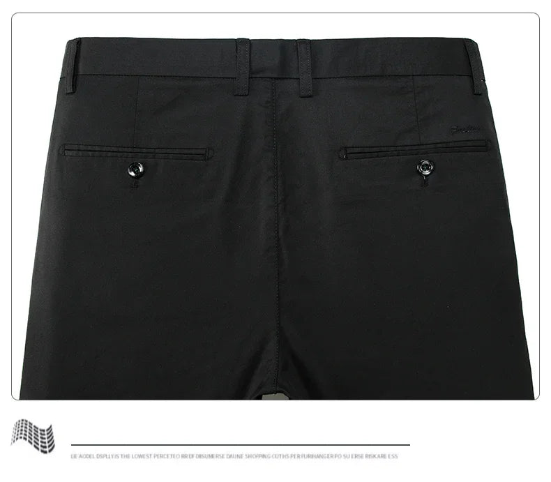 Pantalon Homme Bambou Été Slim Stretch – Léger Business Casual Formel Droit | Noir Gris Kaki | Mode Homme Premium