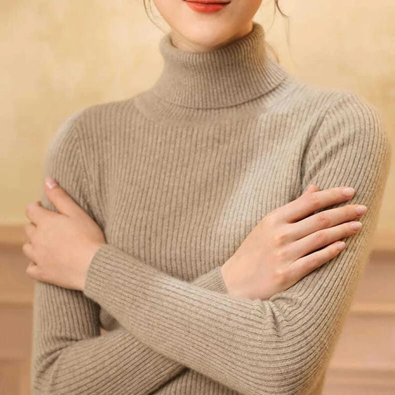 Pull Col Roulé Cachemire Ultra-Doux Femme - Tricot Basique Chic Automne Hiver | Heliar