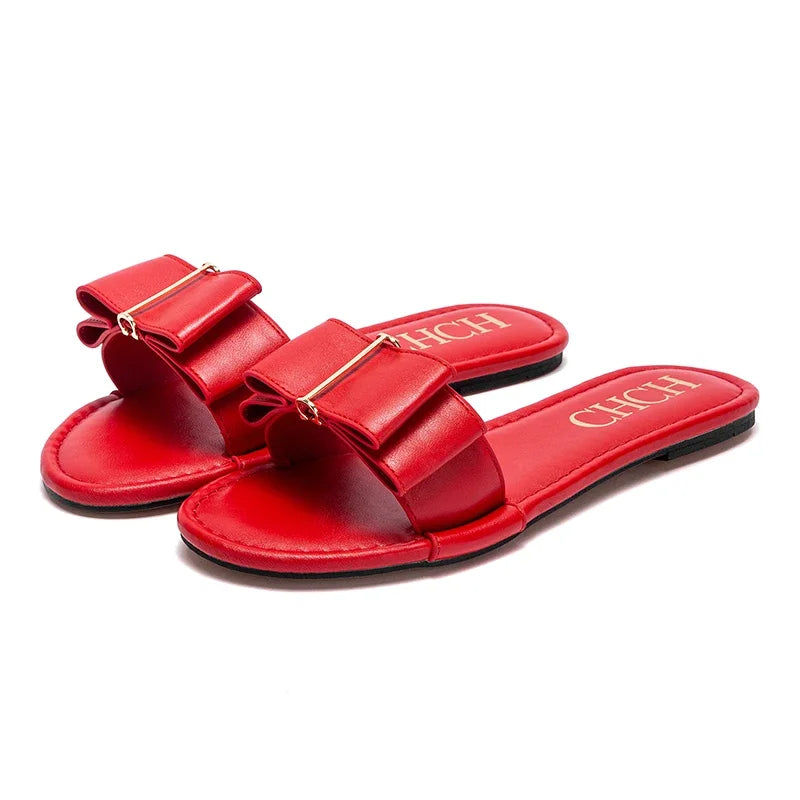 Mules PU Rouge Luxe Plate Femme 2025 – Chaussures Qualité Premium Nouvelle Collection