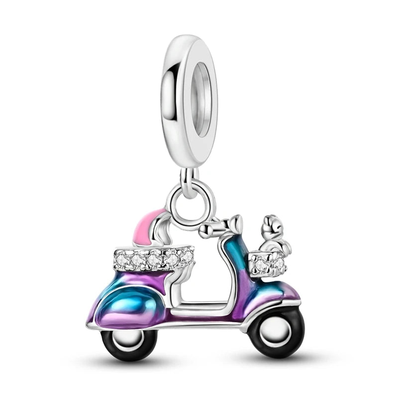 Charm Perle Argent 925 DIY — Avion Tour Appareil Photo Bracelet Collier Femme