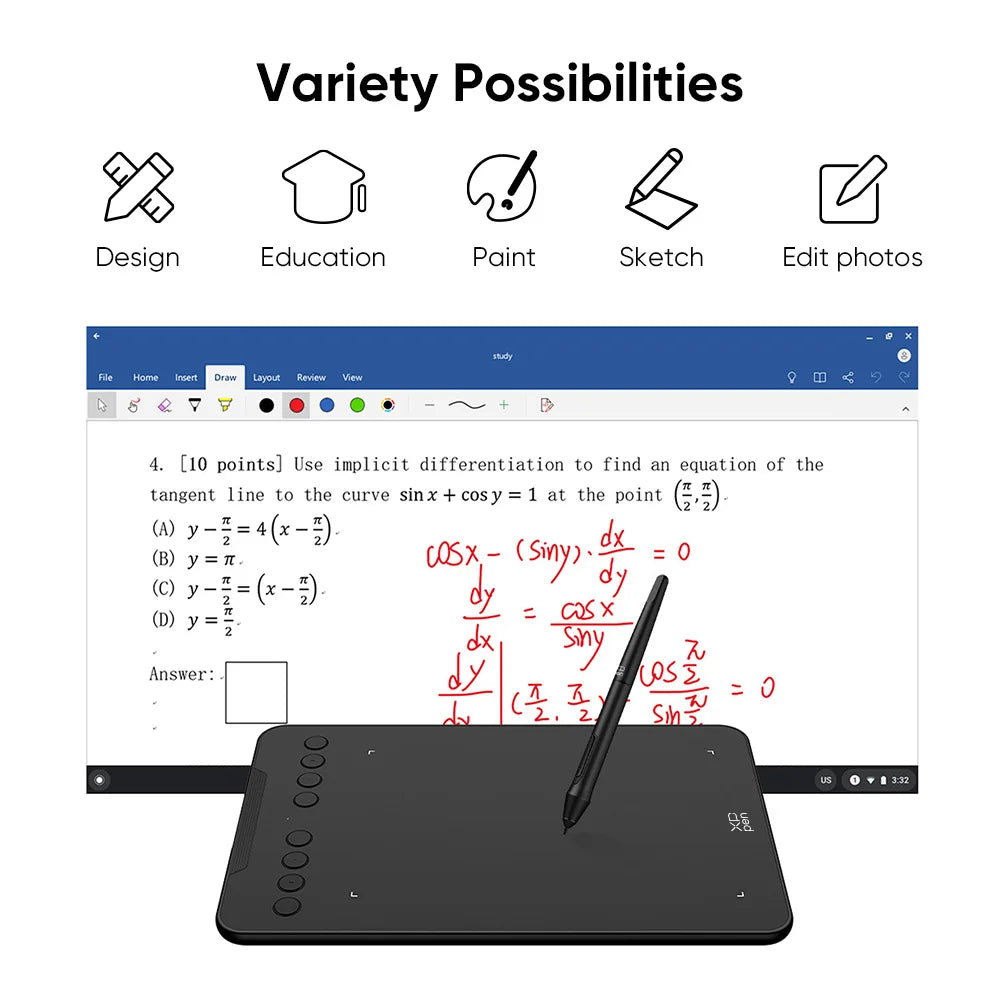 XPPen Deco 01 V3 Tablette Graphique 10x6'' – Dessin, Visioconférence & E-Learning | Compatible PC & Mac