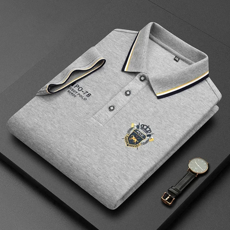 Polo Homme Manches Courtes Coton Broderie Luxe Col Revers Anti-Froissable Léger Été – Casual Élégant Premium | Mode Homme Tendance