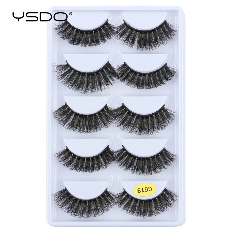 Faux Cils Mink 3D YSDO – Lot 3/5/10 Paires | Maquillage Dramatique Naturel