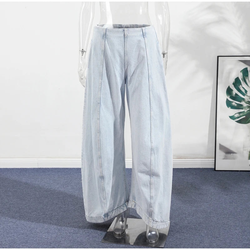 Jean Large Femme Y2K Oversize Taille Haute Baggy Jambe Large Denim – Pantalon Streetwear Chic Tendance | Mode 2025