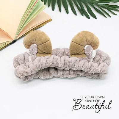 Bandeau Maquillage Oreilles de Lapin Coral Fleece – Élastique Doux | Soin Visage & Coiffure Fille
