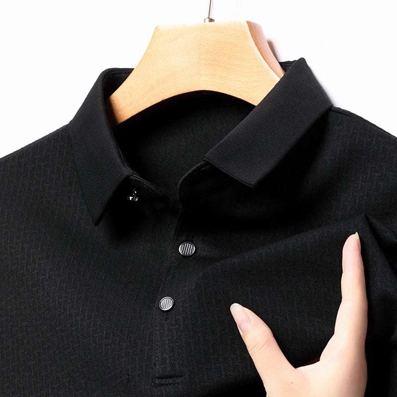 Polo Homme Manches Longues Ajourné Respirant Business Fashion Golf Élégant Grande Taille 4XL Intemporel Confortable – Polo Ajourné Premium Manches Longues Golf | Mode Homme Business Golf Premium