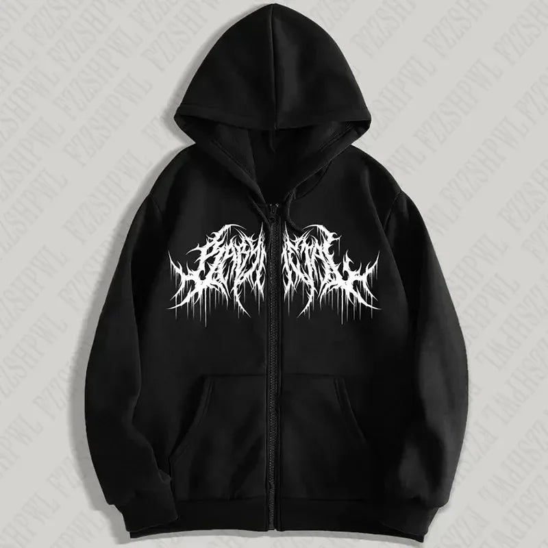 Hoodie Zippé Homme Y2K Imprimé Graphic Hip-Hop Gothique Chaud Automne Hiver | Sweatshirt Y2K Gothique Premium