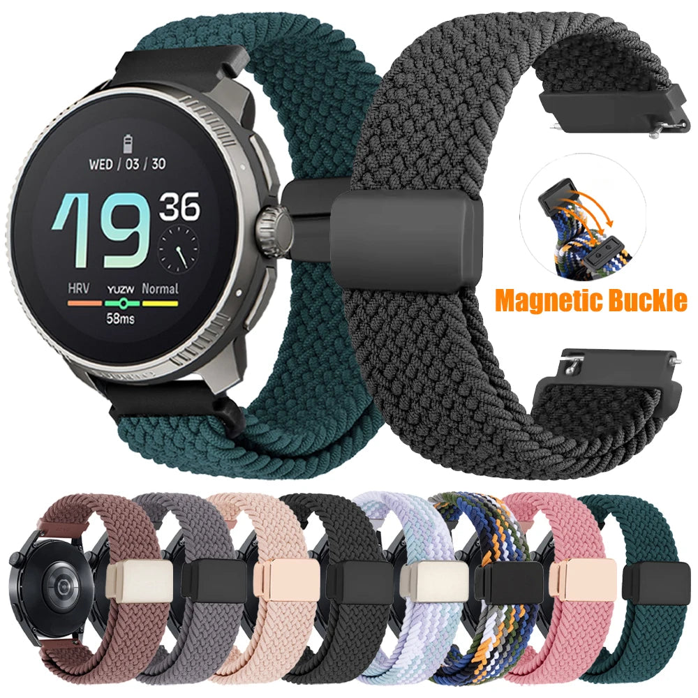 Bracelet Nylon Tressé Magnétique Suunto 20mm & 22mm – Compatible Ocean, Vertical, Race S, 5, 9 Peak Pro DLC & 3 Fitness | Premium