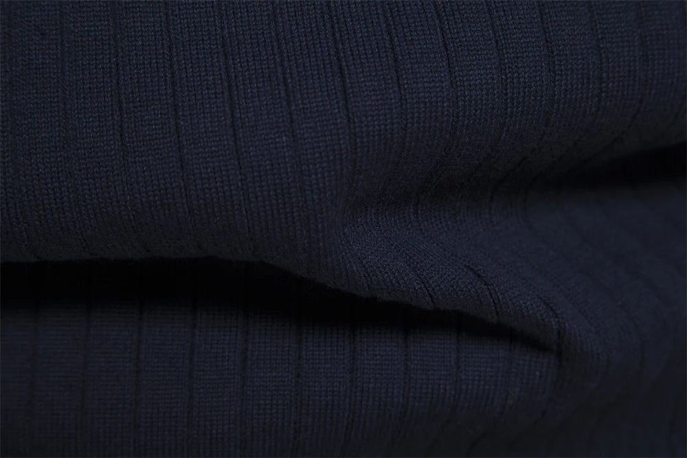 Herren-Pullover mit Reißverschluss Stehkragen Baumwollstrick – Warmer Premium-Pullover Herbst Winter