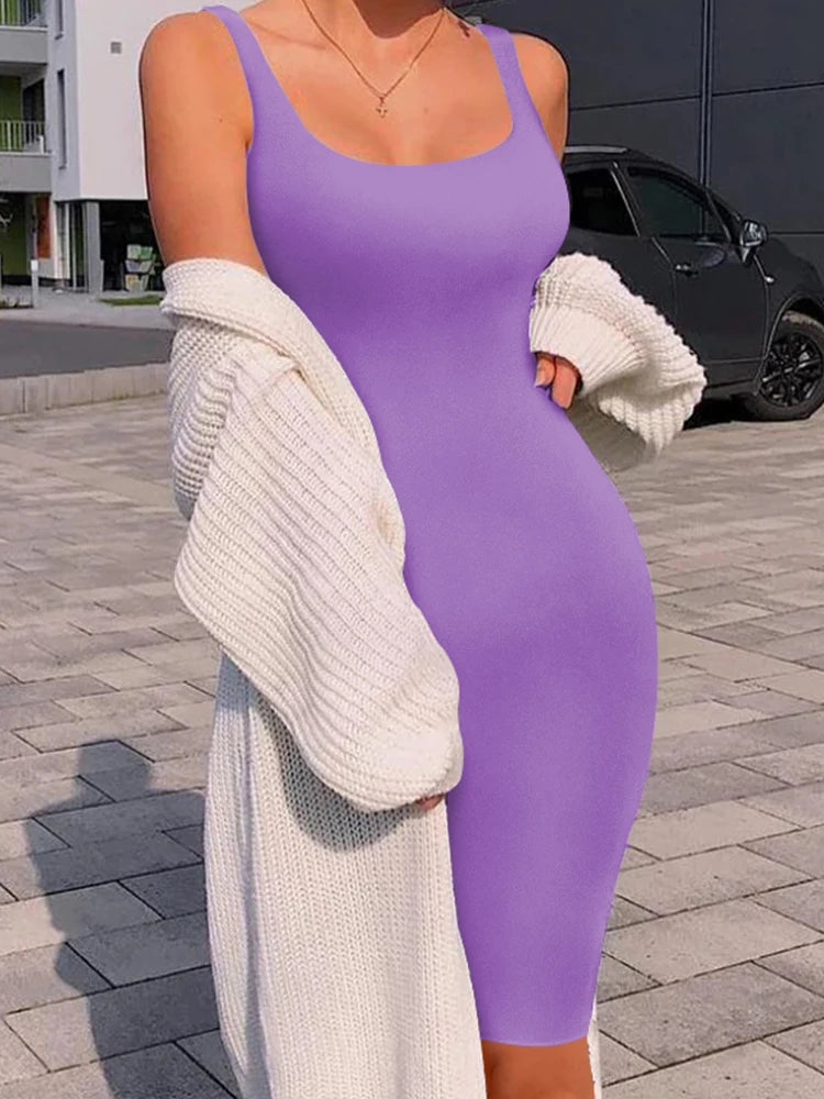 Robe Midi Sans Manches Sexy Grande Taille - Style Été Européen & Américain