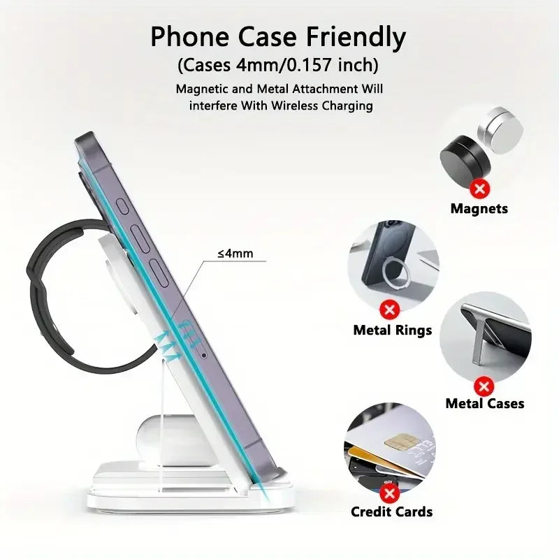 Chargeur 3-en-1 Pliable Charge Rapide – iPhone 17-12 iWatch 11-2 Ultra AirPods 4 3