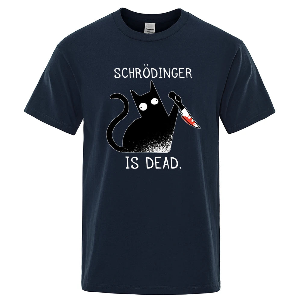 T-Shirt Homme Chat Noir Schrödinger Humour Science Coton Doux Oversize Manches Courtes Streetwear Pop Culture Geek Tendance Confortable – T-Shirt Geek Premium Chat Schrödinger Oversize | Mode Homme Pop Culture Geek Premium