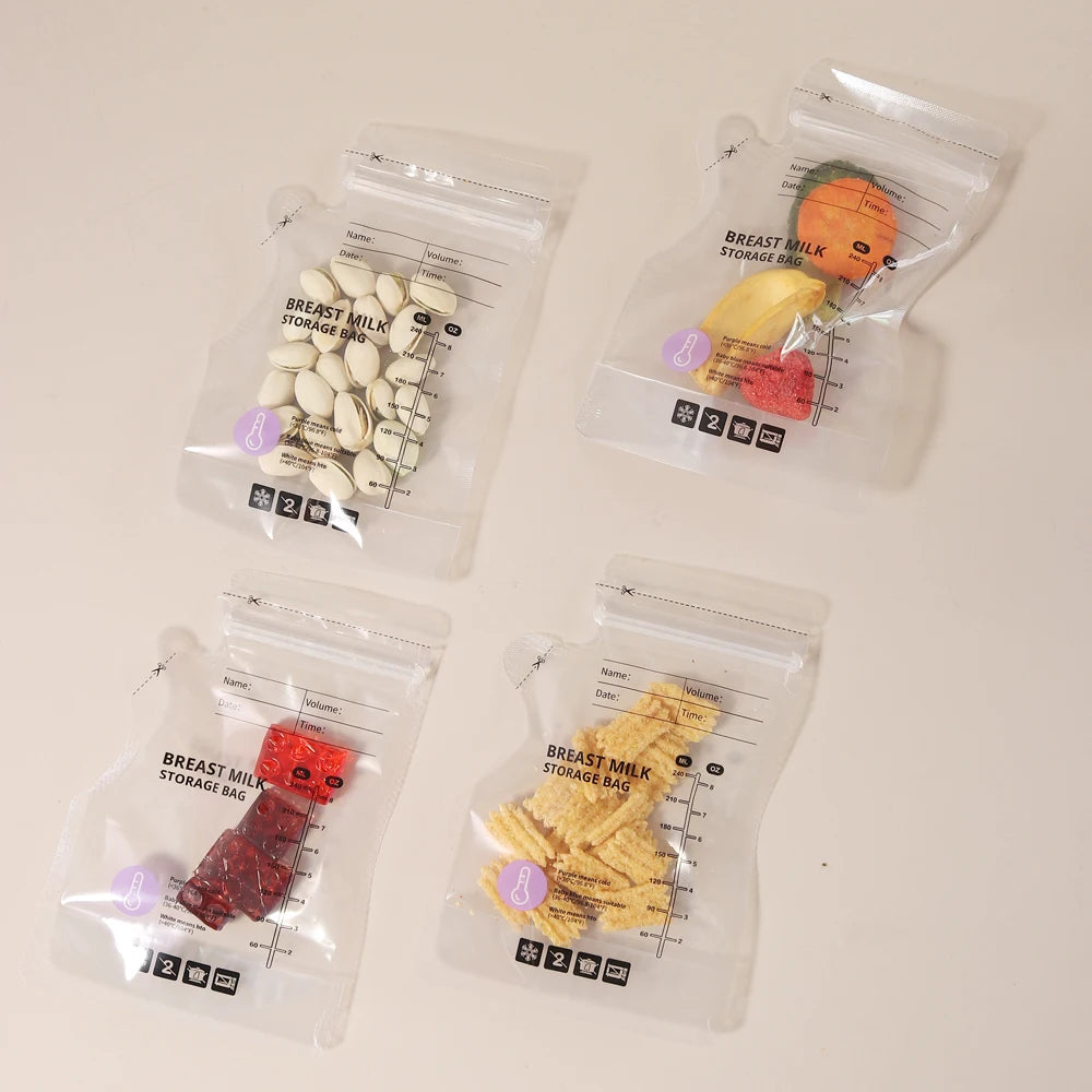 Lot 60 Poches de Conservation Lait Maternel Thermosensibles – PE Alimentaire Transparent Gradué Anti-Fuite
