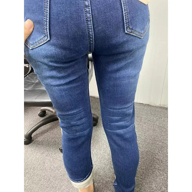 Jean Femme Thermique Skinny Taille Haute Chaud Polaire Stretch Denim – Pantalon Crayon Hiver Neige Confortable | Mode
