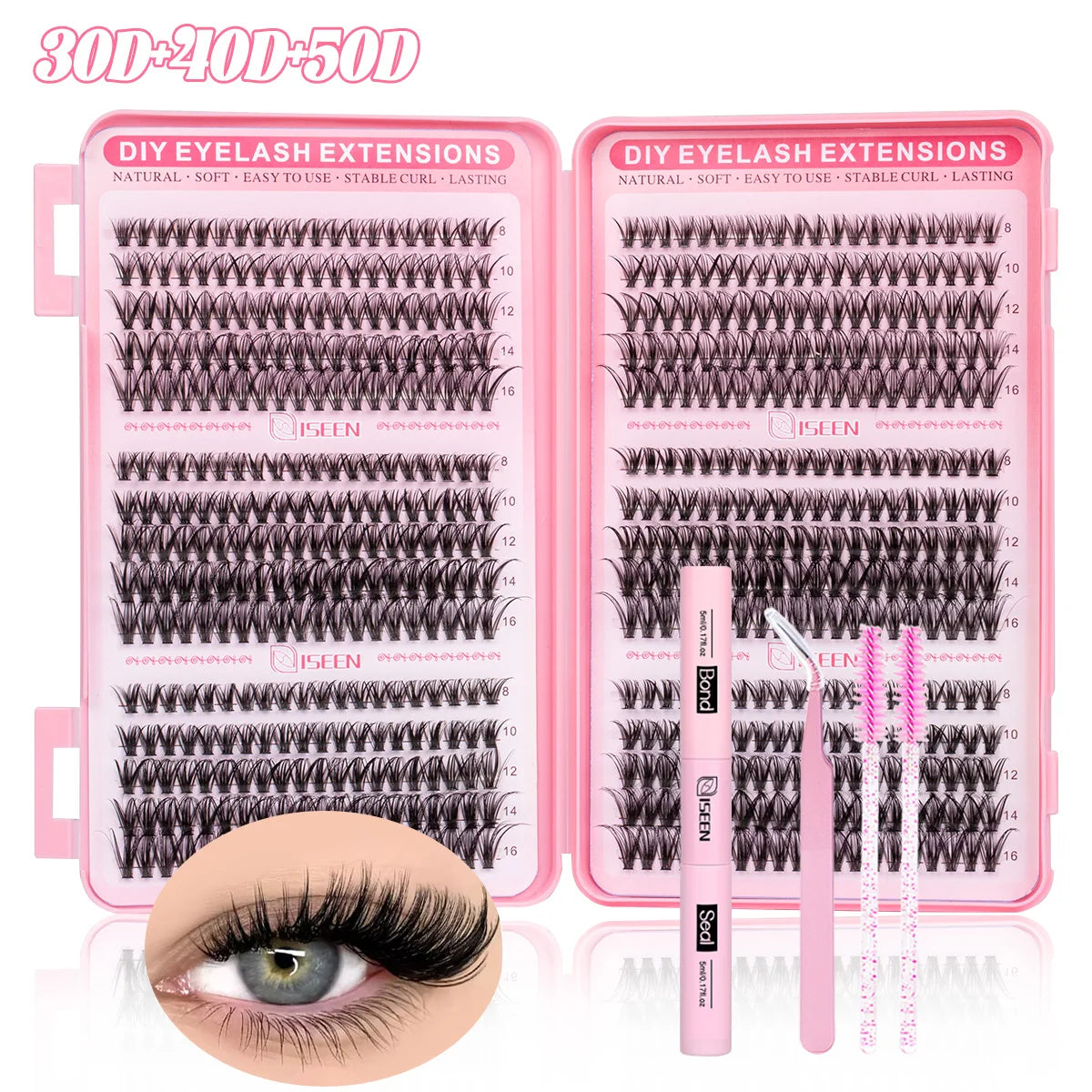 Kit Extensions Cils DIY Clusters Wispy – Colle, Scellant & Pince | Pose Maison