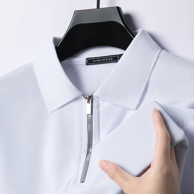 Polo Homme Été Slim Fit Col Retourné Demi-Zip Respirant Manches Courtes Couleur Unie Confortable | Mode Homme Élégant Casual