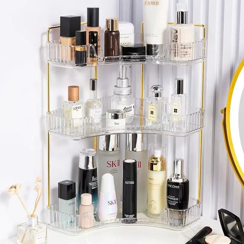 Étagère d’Angle Organisateur Salle de Bain – Rangement Maquillage, Skincare & Cuisine | Support Cosmétiques Bureau