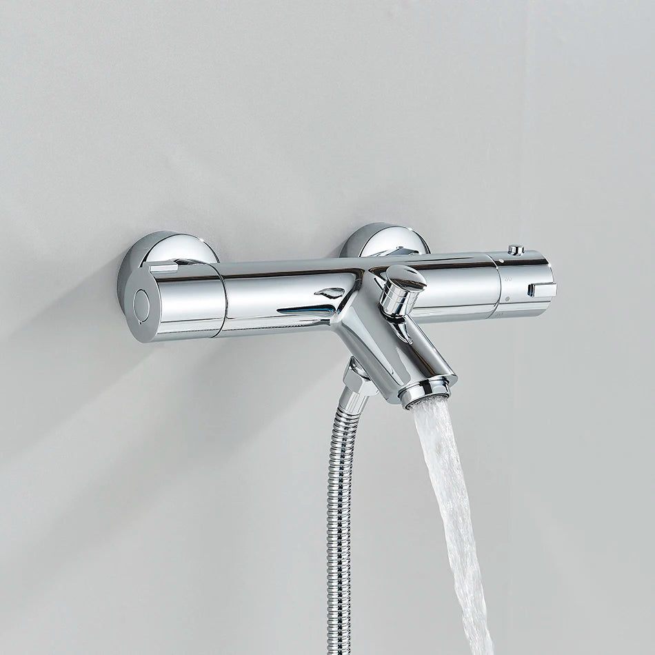 Ensemble Douche Thermostatique Mural – Noir & Chrome, Laiton, Valve Mitigeur | Accessoires Salle de Bain