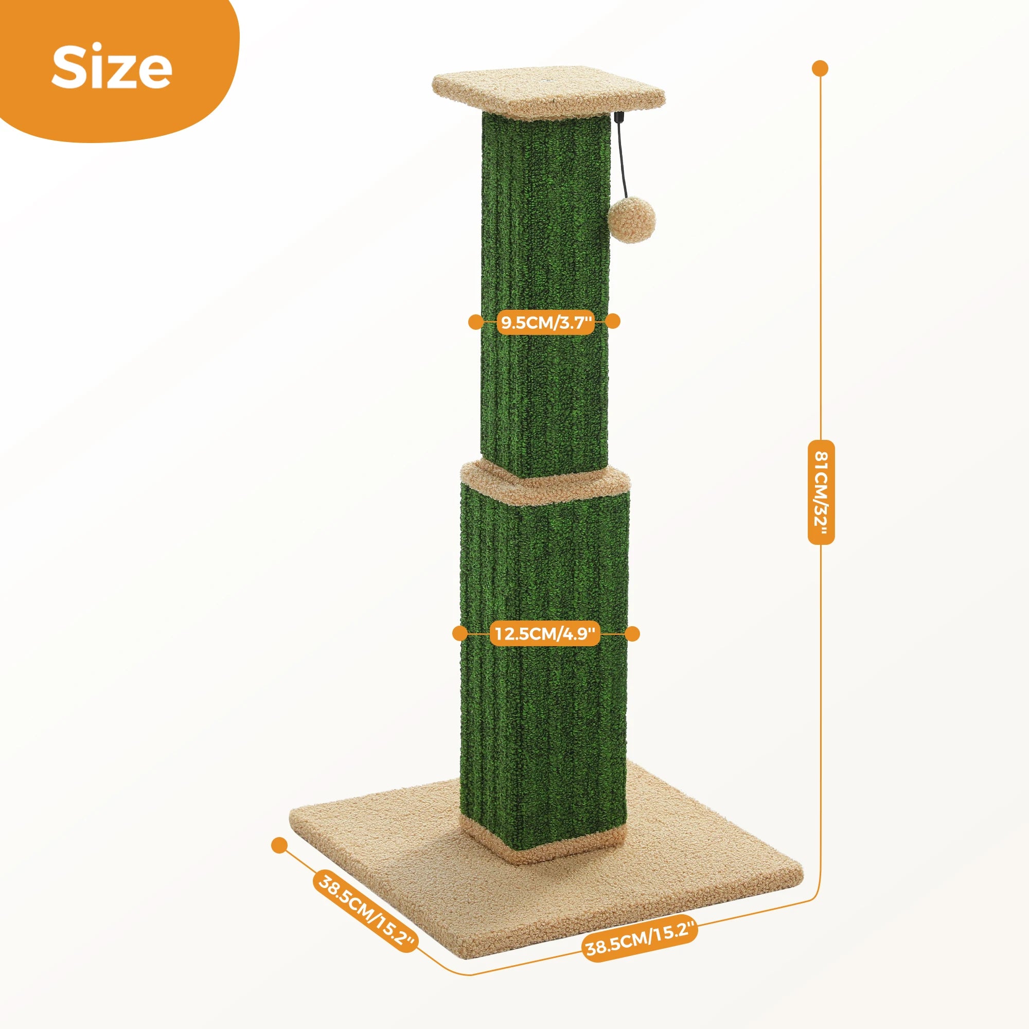 Grand Griffoir Chat Sisal Tressé – Balle Suspendue, Haute Colonne, Jouet & Grattoir pour Chats d'Intérieur Adultes