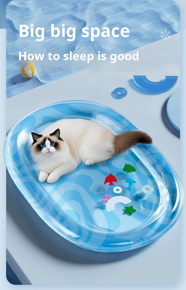 Tapis Rafraîchissant à Eau Chat & Chien – Lit Glacé Anti-Griffures Épais Grande Taille Été