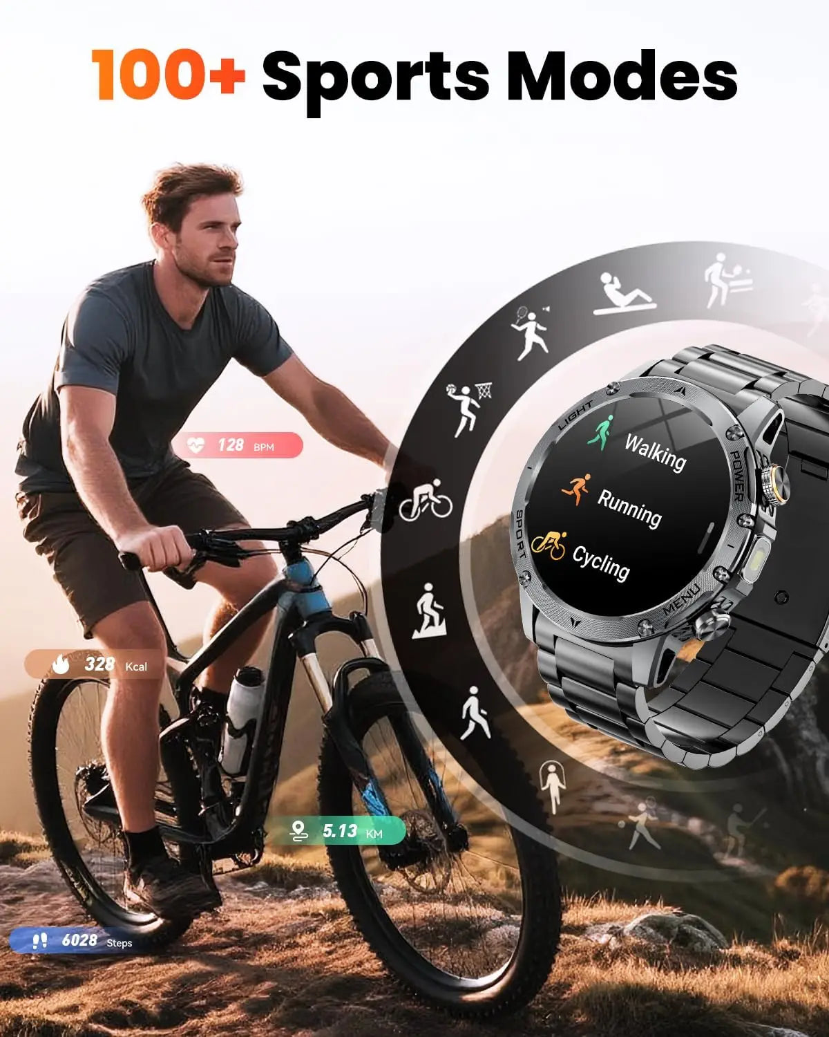 Smartwatch Militaire Homme GPS NFC 3ATM – Montre Connectée Bluetooth 1.7" HD 1000mAh Étanche