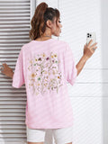 T-Shirt Femme Coton Imprimé Fleurs Manches Courtes Ample Doux Respirant – Top Casual Confortable | Street Style