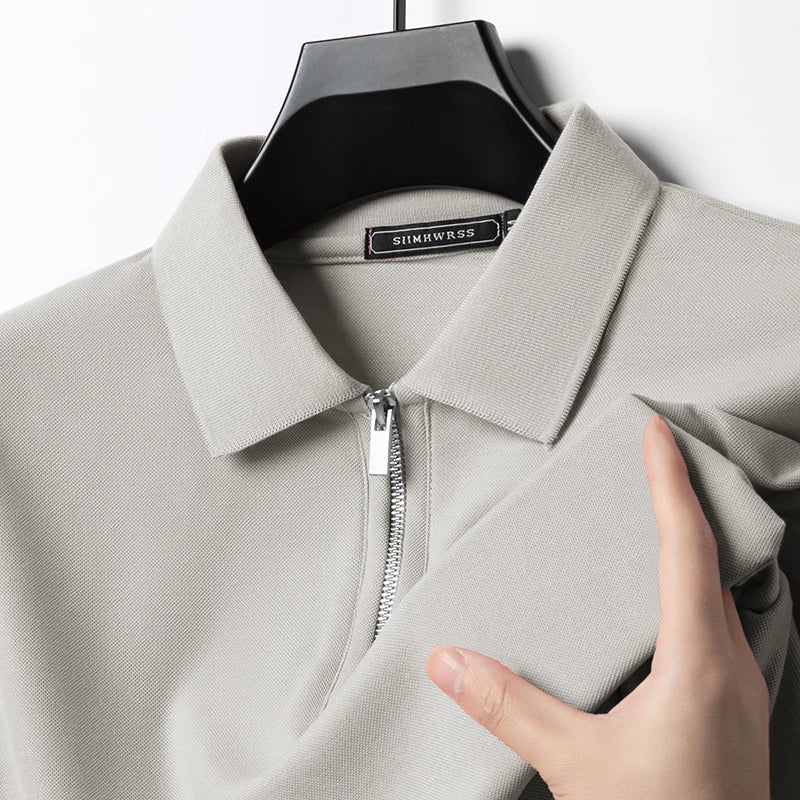 Polo Homme Été Slim Fit Col Retourné Demi-Zip Respirant Manches Courtes Couleur Unie Confortable | Mode Homme Élégant Casual