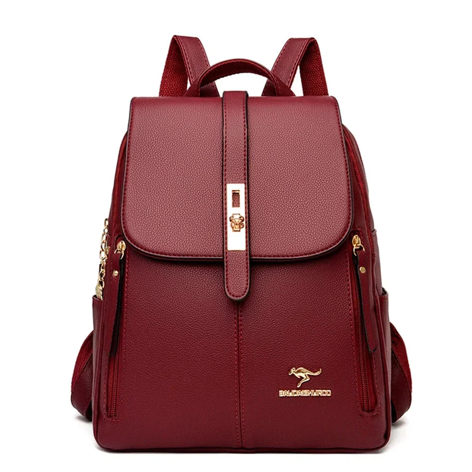 Damen Rucksack Leder Vintage Großes Fassungsvermögen – Schulrucksack Reise Daypack Schick