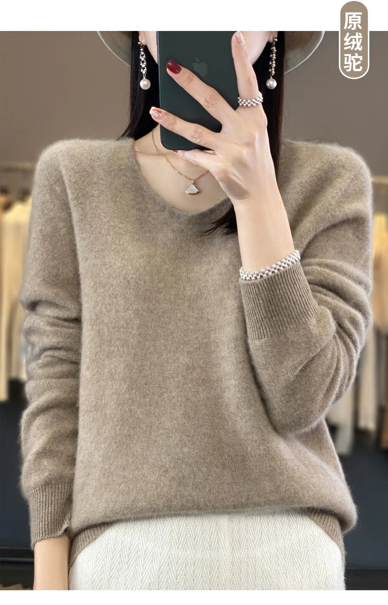 Kaschmirpullover 100% Wolle V-Ausschnitt Damen - Strick Casual Korean Fashion Herbst Winter