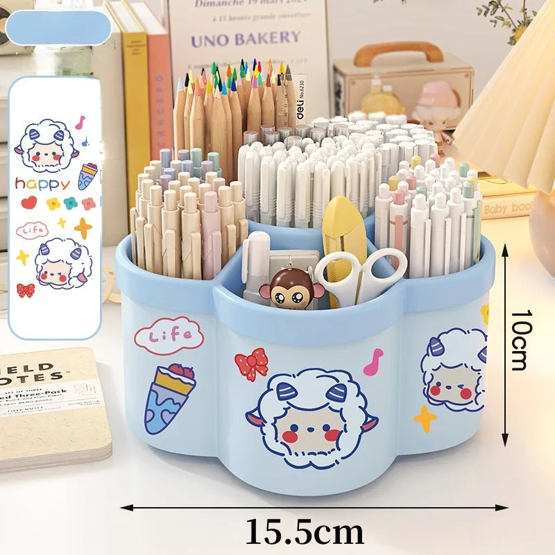 Porte-Stylos 360° Rotatif Multifonction – Organisateur Bureau Maquillage Papeterie Étudiant