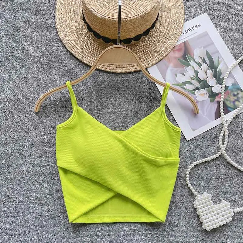 Caraco Femme Bretelles Irrégulières Uni Slim Chic Y2K – Top Sport Élégant Casual & Tendance