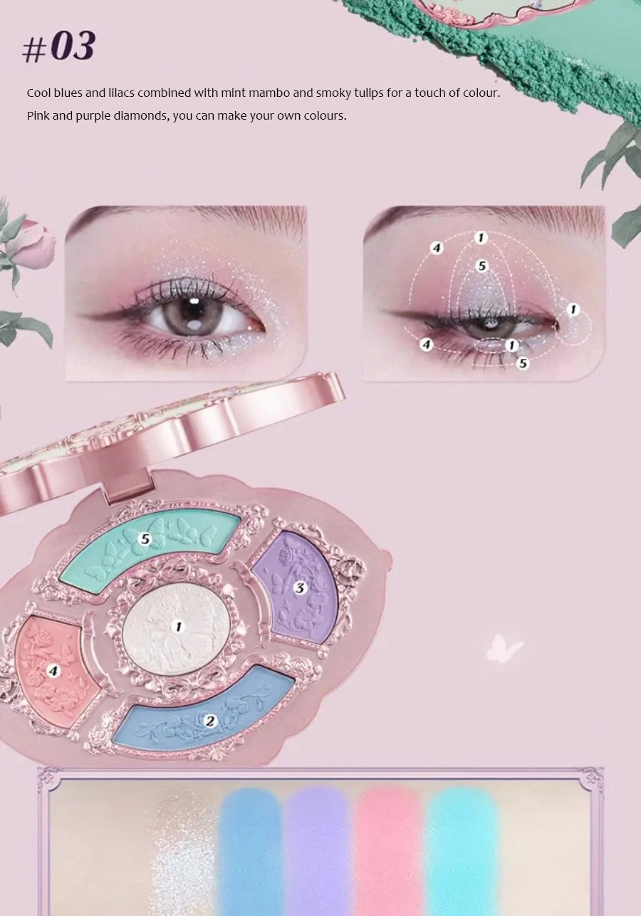 Palette Fards à Paupières Flower Knows Swan Ballet – 6 Teintes Mat, Shimmer & Nacré | Glitter