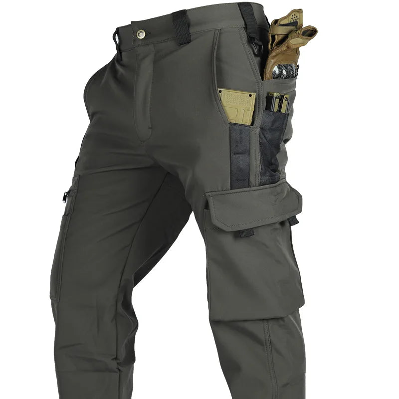 Herren Taktische Fleece Softshell Cargohose Multipocket Outdoor Wandern Sport Militär Warm Herbst Winter Arbeit – Premium Tactical Hose Allrounder | Outdoor Mode Premium Herren