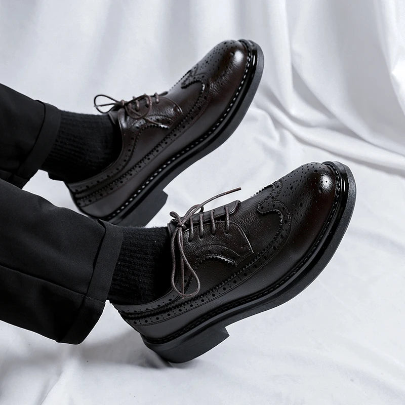 Brogues Oxfords Patent Leather Homme – Lacets Formal Noir Mariage Fête Dress Shoes