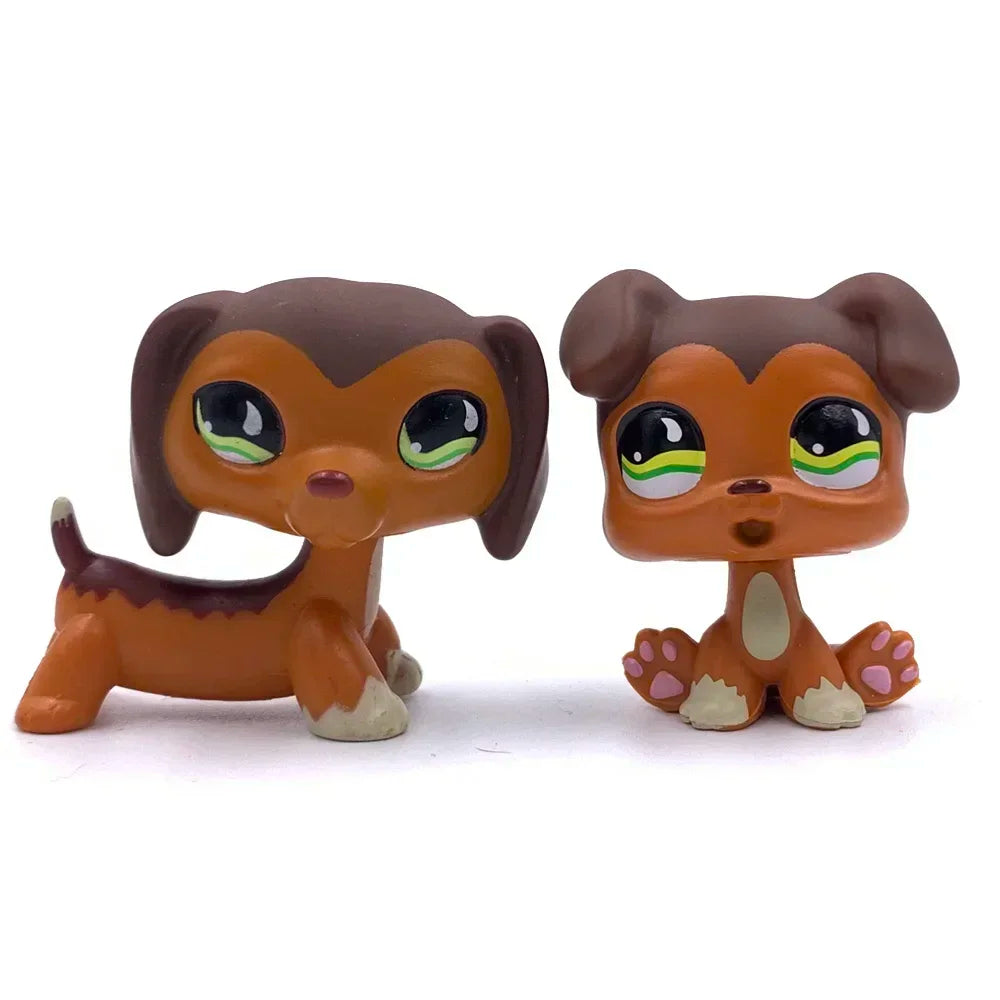 Lot 2 Figurines Animaux Rares LPS – Chat Mignon & Chien Tête Ballante Teckel Colley Cocker Danois | Jouet Collectionnable Enfants