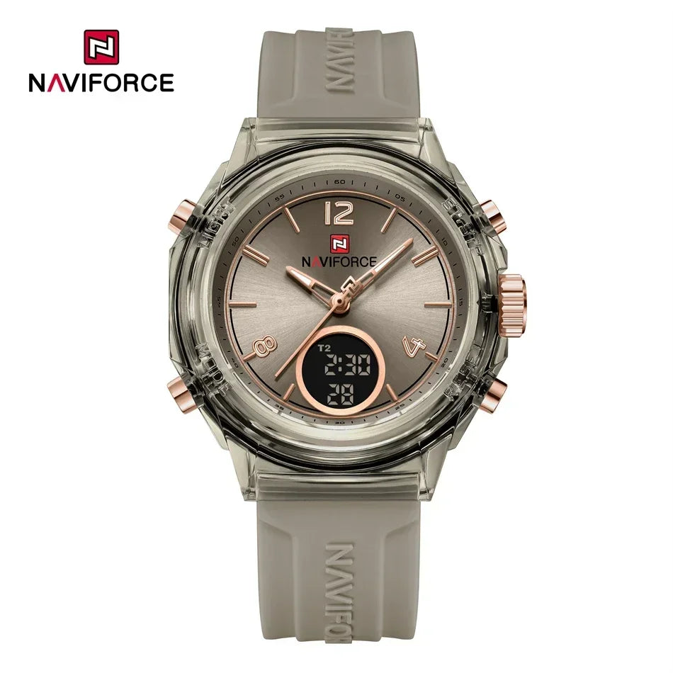 Montre Femme NAVIFORCE NF7109 Quartz Double Affichage – Silicone Lumineuse Étanche Fashion